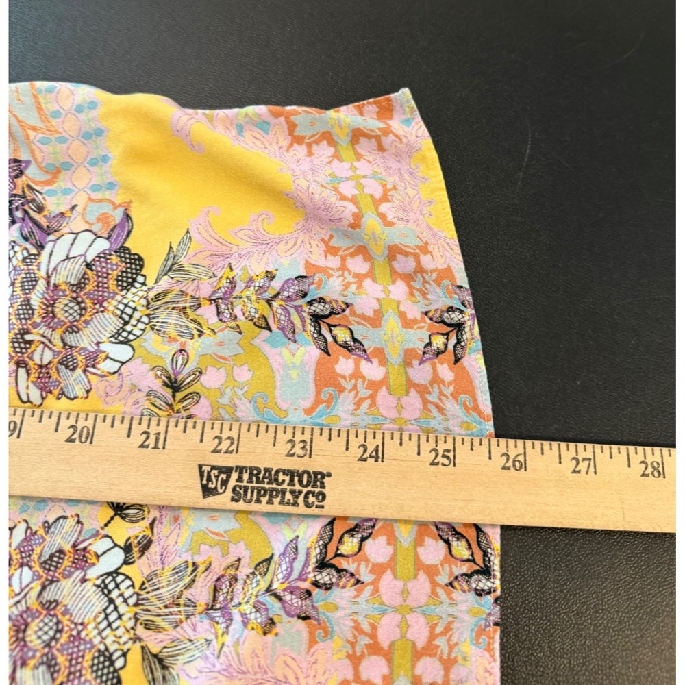 Soft Surroundings Womens 2X Blouse Yellow Floral Paisley Pleated Rayon Top Chic - Picture 7 of 9